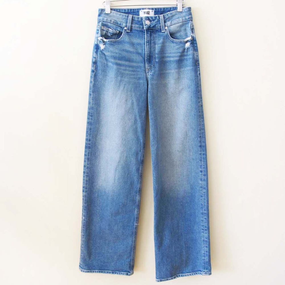 Paige Sasha Wide Leg Denim Jeans 25 Storybook Wash Distressed